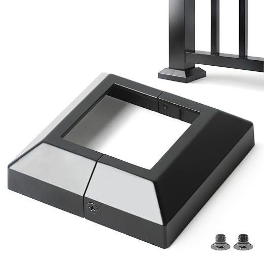 3.0"x3.0"（Actual: 3.0"x3.0"） Deck Post Base Cover Decorative Post Base Trim Skirt Black Aluminum 12Pack