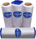 International Plastics Co. 18" Stretch Film/Wrap 1500 feet 7 Layers 80 Gauge Industrial Strength up to 800% Stretch 20 Microns Adhering Packing Moving Heavy Duty (Clear, 4 Pack - Tension Handles)
