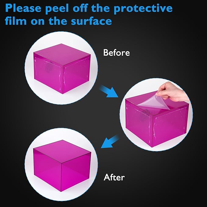 6Pcs Purple Buffet Risers Acrylic Boxes Display Food Risers for Buffet Table Platter Parties Weddings Catering Dessert Collectibles Figures Show ( 6''x7''x8'')