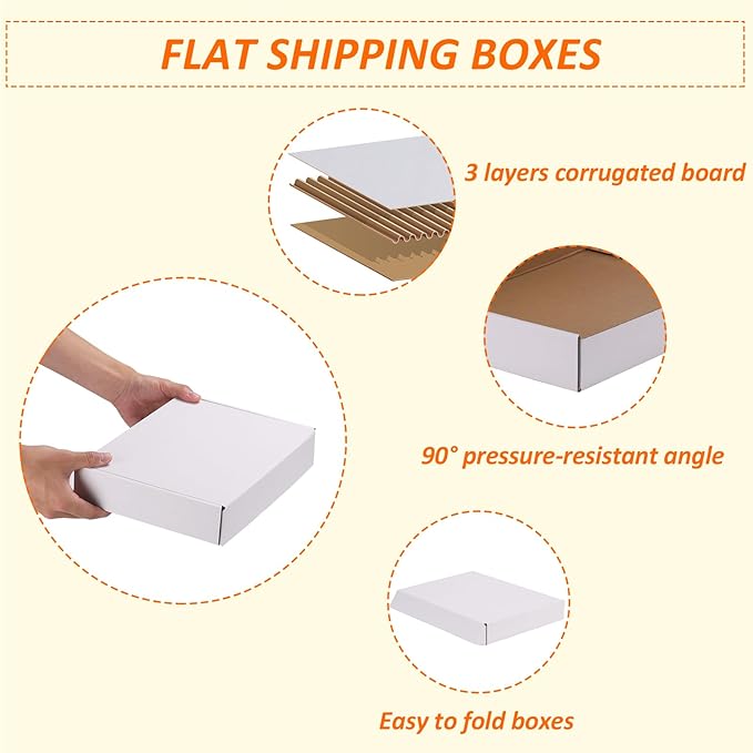 HORLIMER 11x8x2 Shipping Boxes Set of 30, White Corrugated Cardboard Mailer Box for Packing Small Business