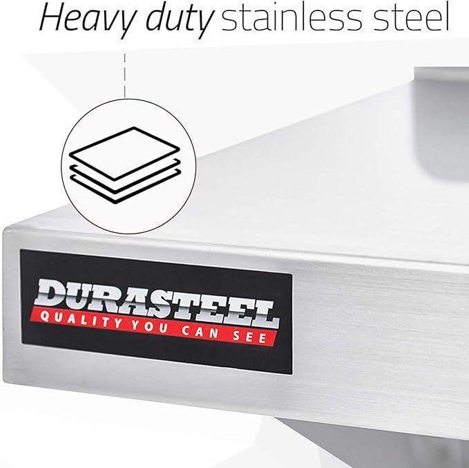 DuraSteel Stainless Steel Shelf - 24 Inch Wide x 14 Deep Commercial NSF Mounted Metal Wall Shelf Pantry Organizer Garage Storage Shelves - Rack Shelving Restaurant Kitchen Units Laundry Utility Room