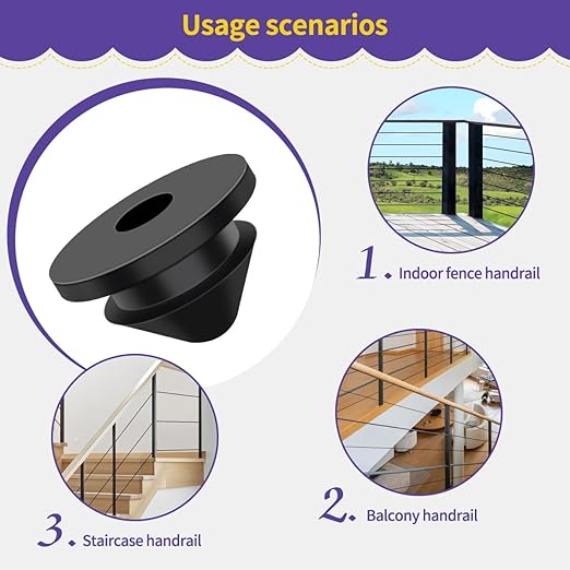300Pack Cable Railing Rubber Grommets for 1/8" 5/32" 3/16" Wire Rope, Cable Railing Kit Protective Sleeve for Indoor Outdoor Metal Posts