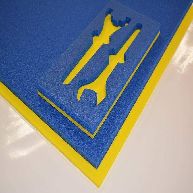 5S TOOL BOX SHADOW FOAM ORGANIZERS (2 COLOR) CUSTOM SIZE ROLL (48" x 108", Blue Top/Yellow Bottom)
