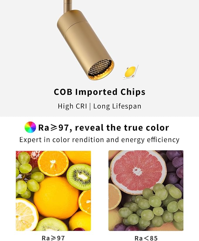 Led Modern Directional Spotlight, Zoomable Uplighting Indoor Spotlight Accent Lighting for Cafeteria Foyer Living Room- 7W COB Chip CRI 97 Flicker Free