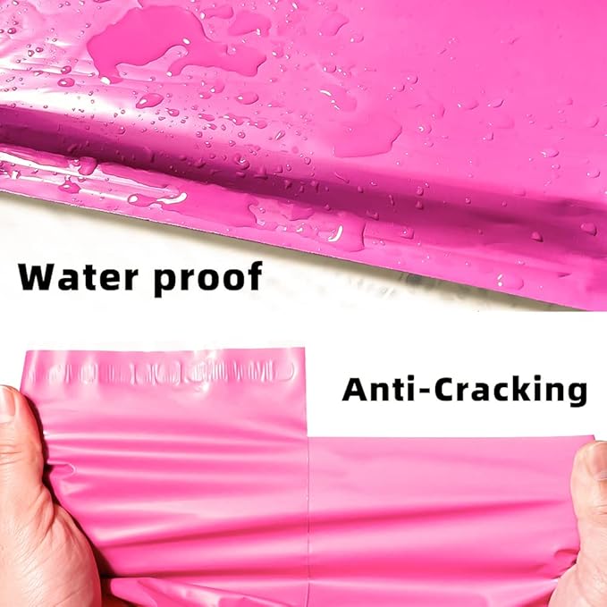 POLYSELLS 200 pcs 6x9 Inches Pink Poly Mailers Shipping Envelopes, Strong Adhesive Sealing, Waterproof, and Tear-resistant Postal Mailing Bags for Small Business, Clothes, Non-Fragile Items