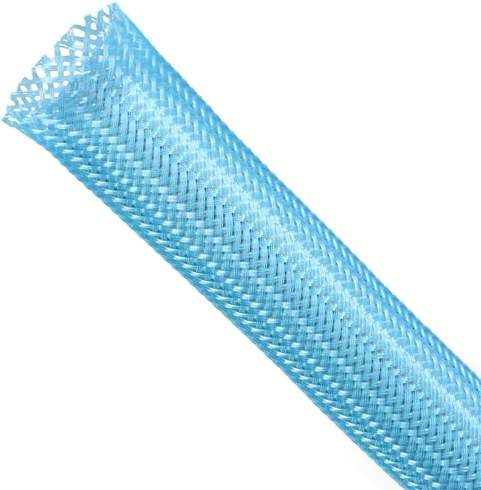 Braided Expandable Cable Sleeve, PET Wire Loom, Flexible Mesh Sleeving Cord Management for TV, Computer, Home Theater, Automotive, Protect Cat from Chewing Cords (Blue, 3/8" x 25ft)