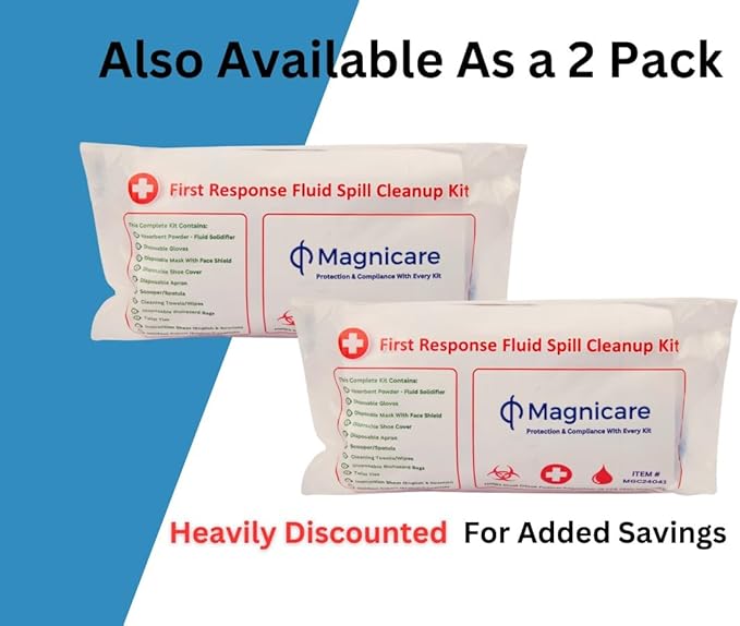 Bloodborne Pathogen & Vomit Cleanup Kit - Be OSHA Compliant| Comprehensive First Response Spill Kit for Bodily Fluids | Bodily Fluid Clean Up Bag| Ideal for Schools, Restaurants & Retirement Homes