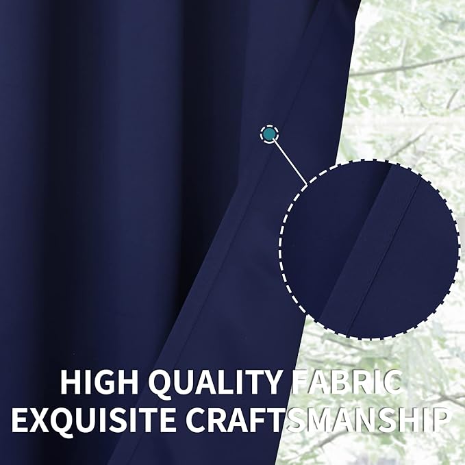 BGment Blackout Curtains - Grommet Thermal Insulated Room Darkening Bedroom and Living Room Curtains, Set of 2 Panels (52 x 108 Inch, Navy)