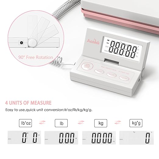 Postal Scales for Shipping, 110LB(50KG) Scale for Package, Three Functions: Tare,Mode and Hold, Individual Flexible Panel,with Manual and Adapter