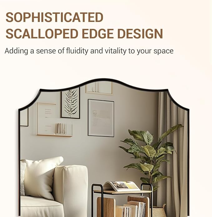 ANDY STAR Brushed Bronze Mirror, 24"x36" Bronze Rectangle Mirror, Bathroom Mirror with Anti-Rust Stainless Steel Metal Frame, Stunning Curved Design Ideal for Home Remodel