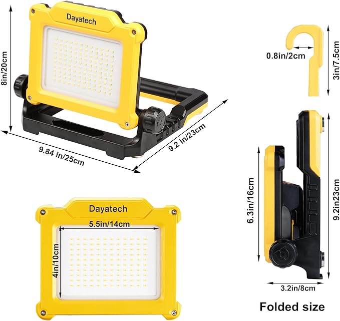 LED Work Light Rechargeable - Cordless Portable Work Light 4000/2000/1000LM Compatible with Dewalt, Milwaukee, Makita, Bosch 18V Power Tool Battery with Magnetic Base（Tool Only