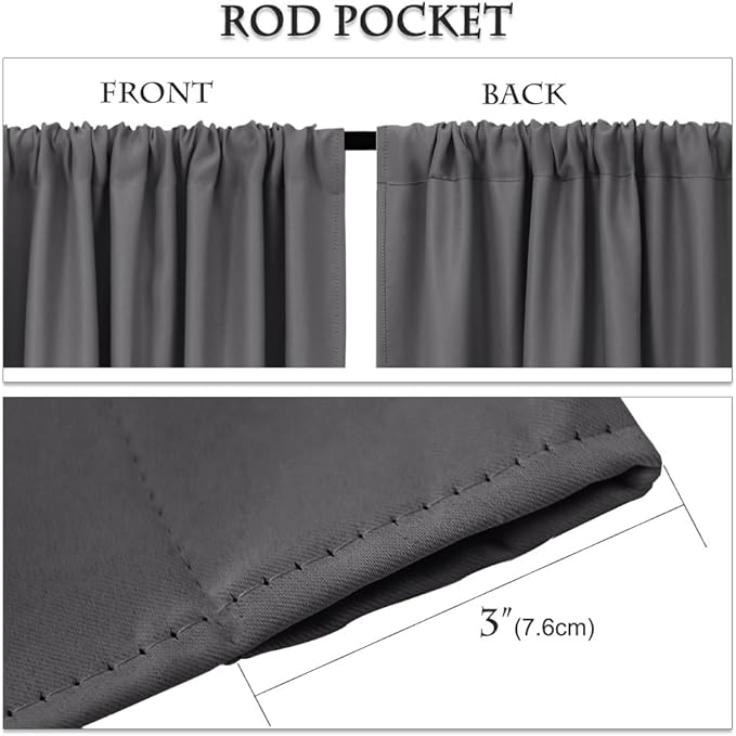 PONY DANCE Grey Curtains - Window Treatments Home Decor Thermal Insulated Curtain Drapes Light Filter Energy Efficient Low Shading Effect for Bedroom & Kitchen, 42 W x 63 L, 2 Pieces