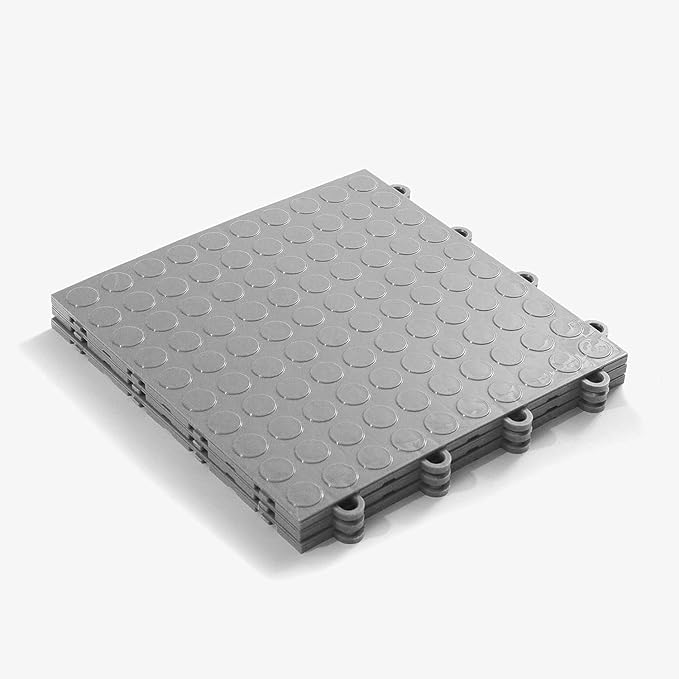 FlooringInc's Nitro 12"x12" Snap-Together Garage Floor Tiles, Non-Slip Interlocking Plastic Floor Mat, Organization & Storage, Coin Pattern, Gunmetal, 24 Tiles, 24 Sq/Ft