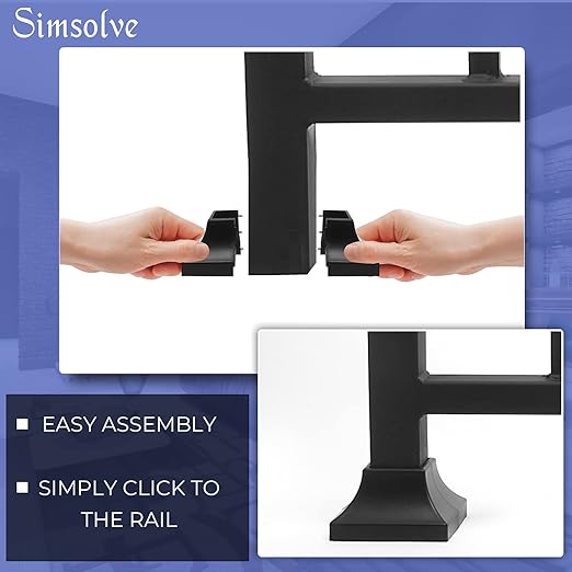 Deck Post Base Cover Durable, Snap-Together Shoe Base Instantly Transforms Hand & Stair Rail Feet Porch, Stair & Deck Brackets Cover UV-Resistant ABS Plastic (Black)