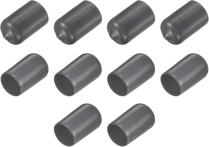uxcell 10pcs Rubber End Caps 13.5mm ID Vinyl Round End Cap Cover Screw Thread Protector Dark Grey