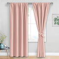 JIUZHEN Blush Pink Blackout Curtains for Bedroom - Thermal Insulated Room Darkening Rod Pocket Curtains for Living Room, Set of 2 Panels with Tiebacks, 42 x 84 Inch Length, Blush Pink
