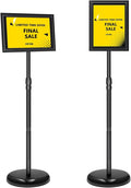 2 Pack Sign Holder Stand 8.5x11 Inch, Adjustable Sign Stand, Floor Standing Sign Holder, Snap-Open Frame Display, 360° Rotation Outdoor Indoor Poster or chalk board Display for advertising,Malls,Black