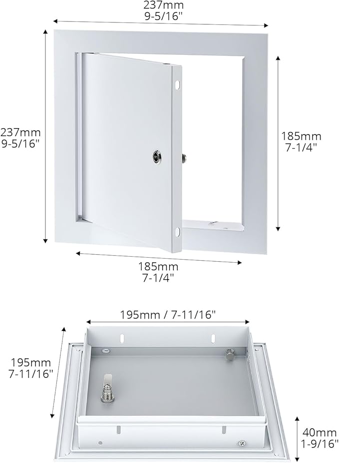 QWORK Aluminum Alloy Access Panel 8" x 8" – Service Shaft Door with Screwdriver Latch for Drywall & Ceiling, White