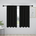 Easy-Going Rod Pocket Blackout Curtains for Bedroom, Room Darkening Window Curtains for Living Room, Thermal Insulated Noise Reduction Solid Window Drapes, 2 Panels(34x54 in, Black)
