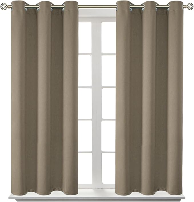 BGment Room Darkening Curtains 45 Inches Long - Grommet Thermal Insulated Drapes Window Treatment Curtains for Bedroom, 2 Panels, 38 x 45 Inch, Cocoa