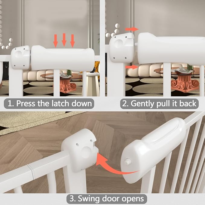 Fairy Baby 29-34 Inch Wide Baby Gate for Doorways Stairs Hallway, Walk Through Pressure Mounted Child Gates, Indoor Safety Child Gates for Kids or Pets