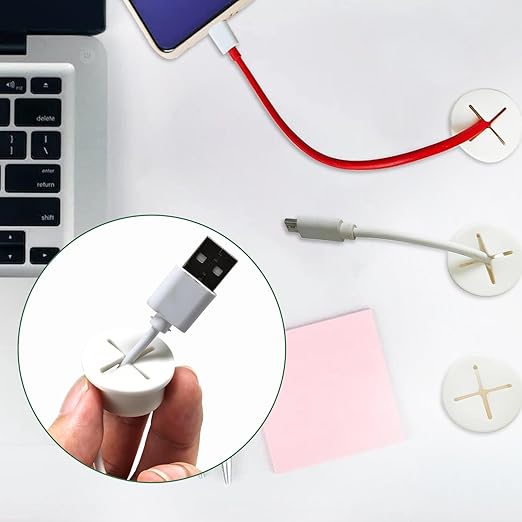 10Pcs Desk Grommet, 1" (25mm) White Silicone Cord Hole Cover, Flexible Rubber Wire Grommets, Wall Grommets for Cables Management, Table, Countertop, Cabinets and Furnitures Wire Organizer