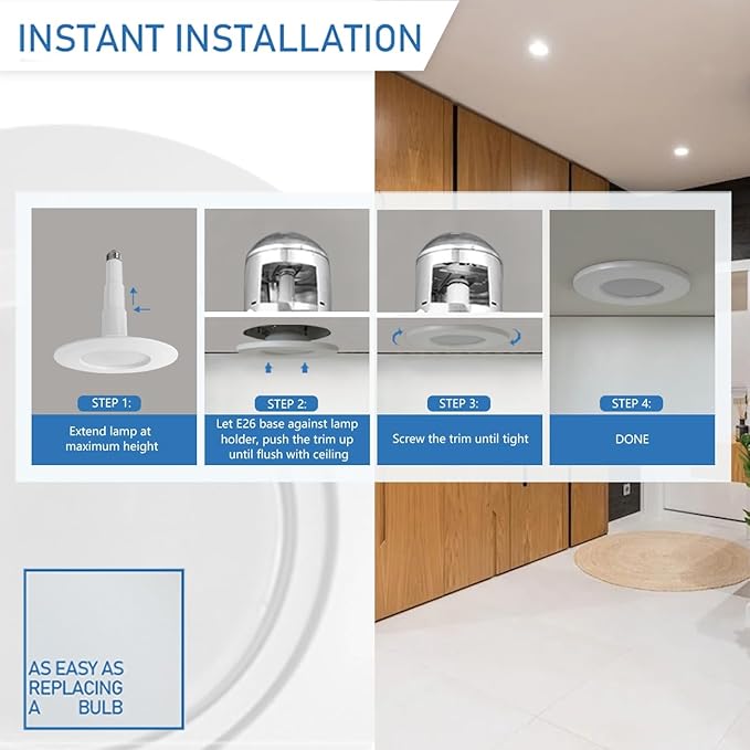 Jolux 6-Pack 5/6" Retrofit LED Recessed Lighting,12W=60W,3000K WarmWhite,800LM,Dimmable Can Lights,ETL,Damp Rated,Simple Installation Adjustable Retrofit Downlight,Bevel Trim,E26 Base
