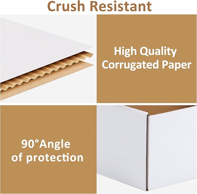 RLAVBL 12x9x3 Inches Shipping Boxes Set of 50, White Small Corrugated Cardboard Box, Mailer Boxes for Packing Small Business