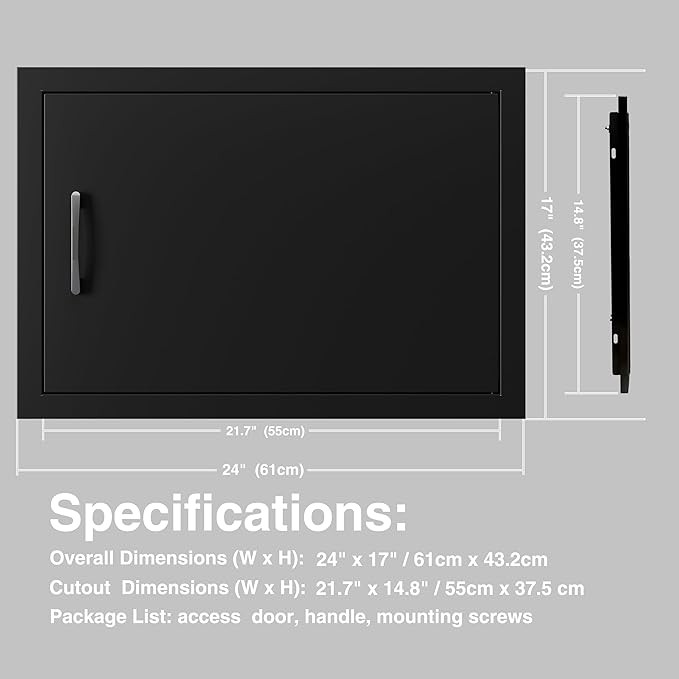 BBQ Outdoor Kitchen Access Doors Access Door for Outdoor Kitchen Commercial BBQ Island, Grilling Station, Barbeque Grill (17" x 24")