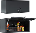 Garage Wall Cabinet, Wall Mounted Cabinet with Up-flip Door and Adjustable Shelf for Garage, Tool Room, Kitchen, Assembly Required(Black)