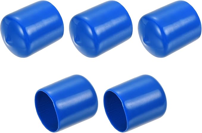 uxcell 5pcs Rubber End Caps 23mm ID Vinyl Round Tube Bolt Cap Cover Screw Thread Protectors Blue