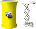 Customizable Foldable Promotion Retail Bar Table Pop Up Podium Tradeshow Podium,Hydraulic lift, Luminescent, Light box(Circular)