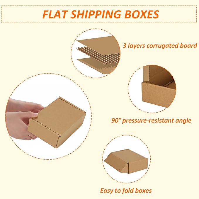 HORLIMER 6x4x2 inches Shipping Boxes Set of 25, Brown Corrugated Cardboard Box Literature Mailer
