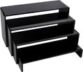 ELEGANTLIFE Acrylic Display Riser,4.3mm Heavy Duty Crystal Display Stand Shelf Layered Aesthetic, Jewelry Display Shelf Risers for Décor,4 Pack Set Multi-color (Black)