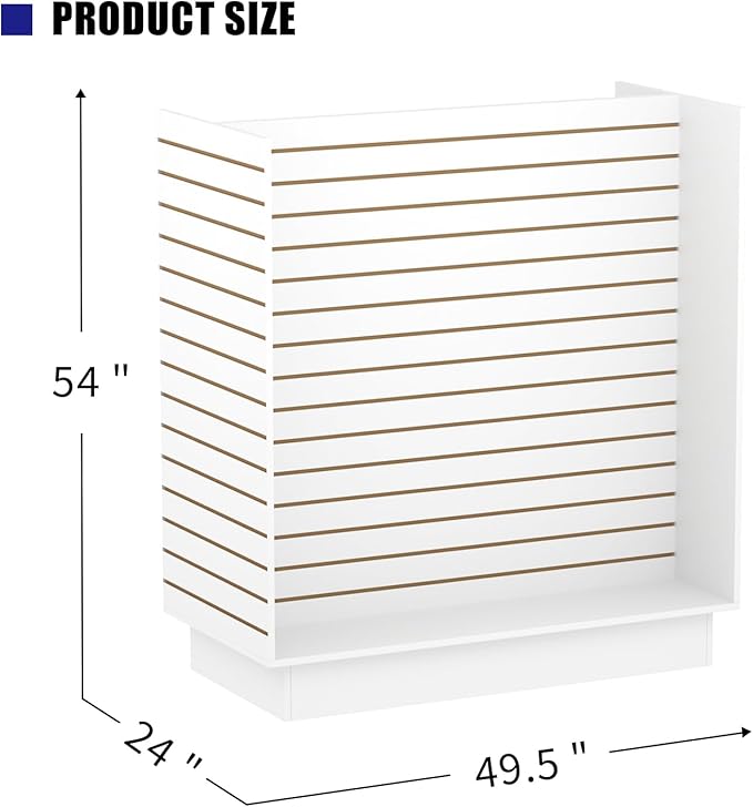 49.5”W x 24”D x 54”H - Retail Slat Wall Gondola Display with 3” Slatwall Units，White Versatile H-Unit Slatwall Display Stand