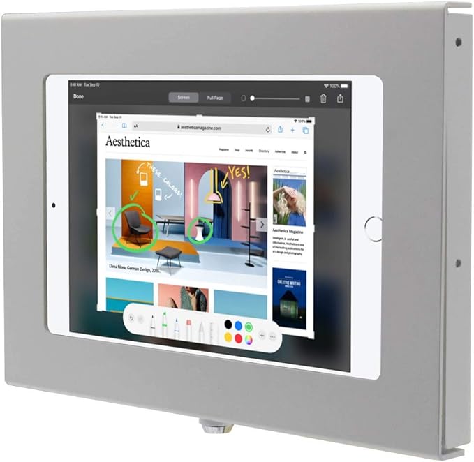 TABcare Locking Anti-Theft Metal Case for Samsung Galaxy TAB 8.7" Tablet for Kiosk, POS, Store, Show Display, Time Clock (TAB A7 Lite SM-T220, White)
