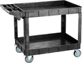 Larger 2 Tier Heavy Duty Utility Service Cart, 550 Capacity Work Cart on Rolling Utility Service Cart for Garden Garage Maintence Transporting (2 Tier, Large)