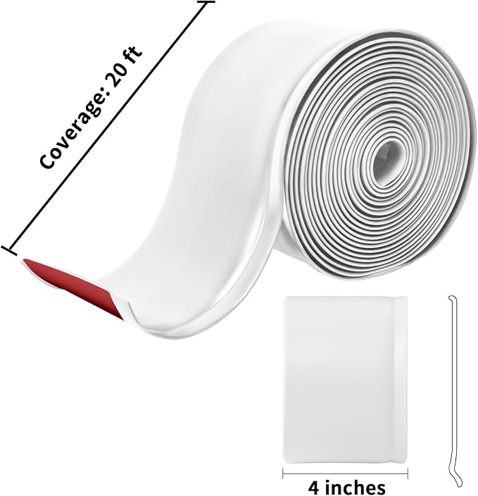Art3d 20ft Peel and Stick Baseboard Wall Molding Trim, Flexible Vinyl Wall Base Trim, White