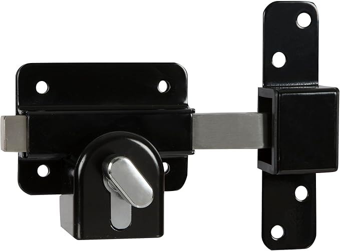 GateMate Long Throw Gate Lock 1490156, Euro Profile Keyed Alike Lock for Sheds & Gates, Keyed Outside with Thumb Turn Inside, 316 Stainless Steel, for Wooden Gates & Doors Up to 2 ¾” (70mm), 5 Keys