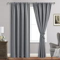 JIUZHEN Blackout Curtains for Bedroom - Thermal Insulated Room Darkening Rod Pocket Curtains for Living Room, Set of 2 Panels with Tiebacks, 52 x 96 Inch Length, Light Grey
