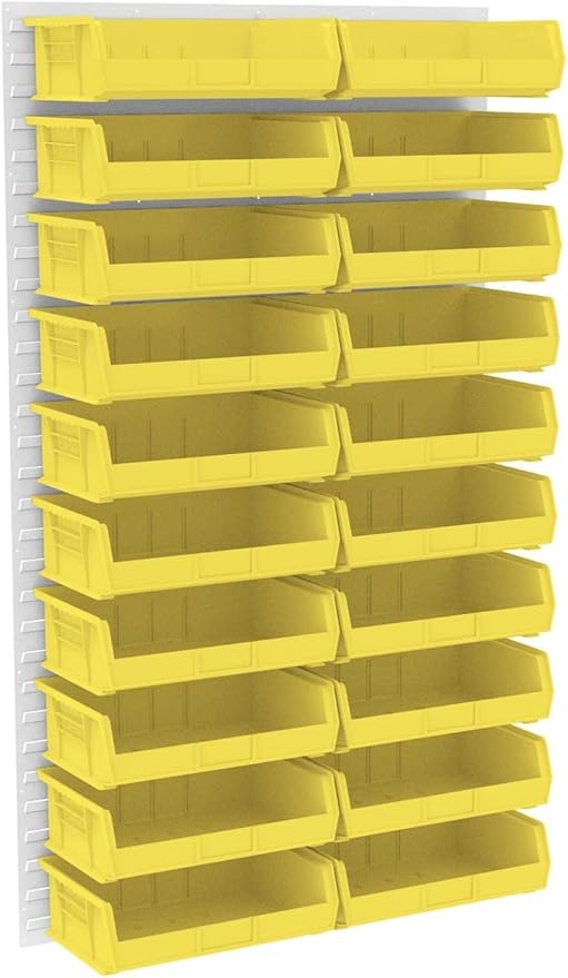 Akro-Mils 30255 AkroBins Plastic Storage Bins, Space-Saving Stackable Bins for Garage, Pantry, Craft Organization, 11-" x 16-" x 5-", Yellow, 6-Pack