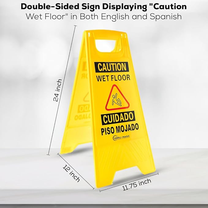 Simpli-Magic 79192 Wet Floor Caution Signs, Basic, Yellow, 3 Pack