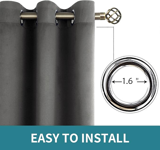 BGment Blackout Curtains for Living Room - Grommet Thermal Insulated Room Darkening Curtains for Bedroom, 2 Panels of 52 x 95 Inch, Dark Grey