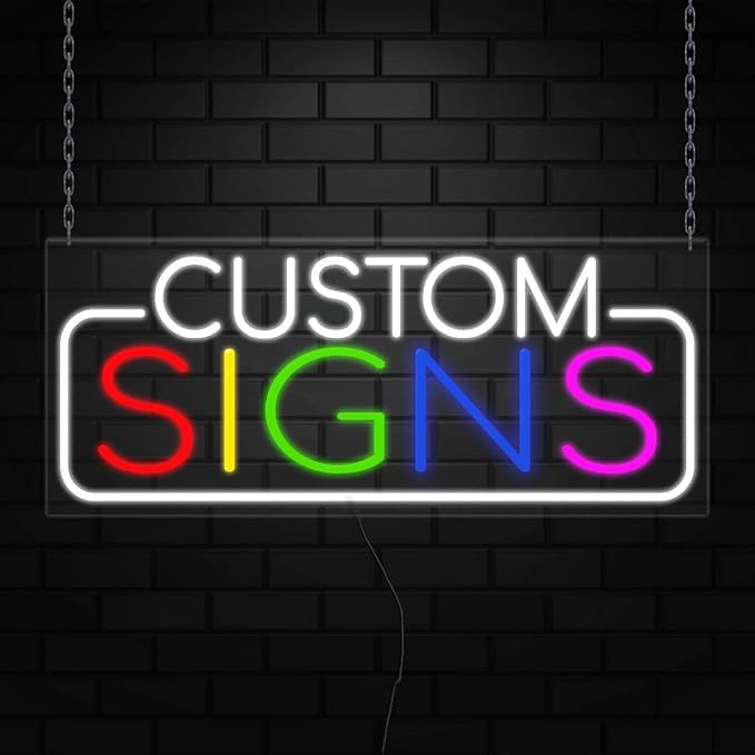 Custom Signs Neon Sign for Retail Displays | Value priced LED Flex Neon | Electronic Light Up LED Sign for Windows/Walls | 32"W x 13"H x 1"D