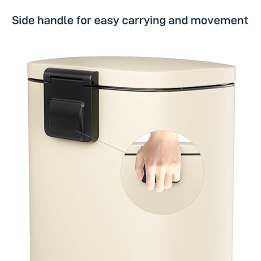 Arlopu 8/13.2 Gallon Step Trash Can, Stainless Steel Garbage Bin, Soft-Close Rubbish Bin with Removable Plastic Inner Bucket, Fingerprint-Proof, Lid Dustbin, Suit for Kitchen (Beige, 30L)
