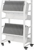 32-Device Mobile Charging Storage Cart with Lockable Wheels, 2 Power Strips, Charging Station with Removable Dividers & Cable Management for Laptops, Tablets, iPads, Chromebook for Classroom