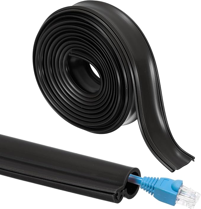 MECCANIXITY 10ft Cable Management Sleeve, 5/16 Inch ID Flexible Cord Wires Hider Cover Insulation Snap-fit Protector for Substation, High-Voltage Electrical Networks, Black