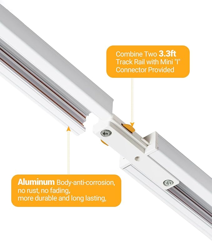 VANoopee 3-Color Zoomable 6 Light LED Track Lighting Kit with 6.6FT H Type Track Lighting Rail, LED Track Light Heads Dimmable Modern Kitchen Track Lighting Fixtures Ceiling Spotlight 10W 1000lm White
