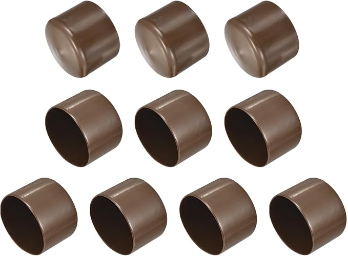 uxcell 10pcs Rubber End Caps 59mm(2 5/16") ID Vinyl Round End Cap Cover Screw Thread Protectors Brown