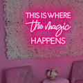 This Is Where The Magic Happens Neon Sign,30inches Custom Beauty Salon Neon Decor,LED Sign for Beauty Room,Pink Beauty Office Sign,Wedding Party Sign